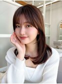 韓国風美髪外ハネボブくびれミディアムレイヤーワイドバング