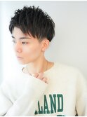 メンズ刈り上げショートフェザーパーマグレー☆横浜
