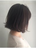 切りっぱなしボブ×グレージュ細メッシュカラー