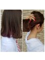 ヘアー アンド メイク アーム(hair and make ame) インナーカラーベースはブリーチ1回、鮮やかなピンクパープルで