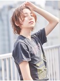 オレンジベージュ×ラフウェーブ