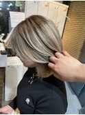 #バレイヤージュ#グレージュカラー#ボブウルフ#ココアベージュ
