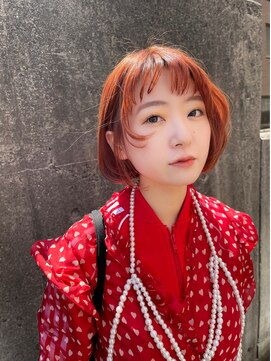 イムア 新道東店(IMUA) レイヤーたっぷりオレンジブラウンボブ
