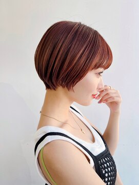 トルネード(TORNADO) 大人ショート前髪ありオレンジベージュひし形丸み丸顔面長 K0531