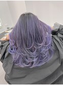 10代20代外国人風バレイヤージュハイライトカラーレイヤーカット