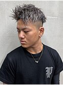 ホワイトメッシュツイストツイスパフェードジェットモヒカン短髪