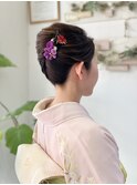 入学式に訪問着でふんわり夜会巻き