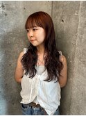 アプリコットオレンジ/くびれヘア/ウェーブショート［新潟］
