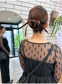 リボン×シニヨン ドレスヘア 着物ヘア 結婚式 お呼ばれ 二次会
