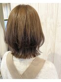 レイヤーボブ ロブ 外ハネ ベージュ