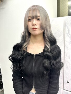 グロウ 渋谷(grow) 劇的ビフォーアフター!【グレー黒グラデ×ロング】プルエクステ