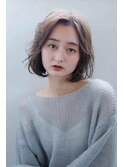 ナチュラルボブくびれヘアアプリコットオレンジ20代30代40代50代