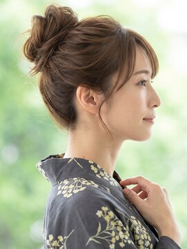 と和 巣鴨 浴衣30代大人のルーズお団子ハイシニヨン