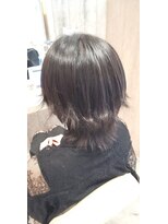 エヌアンドエー せんげん台店(N&A)&nbsp;大人かわいいくびレイヤーウルフ 黒髪ミディ 髪質改善Tr
