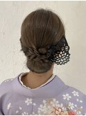 訪問着　ヘアセット　セミロング　和髪　まとめ髪　大阪　梅田
