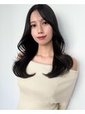 韓国くびれレイヤーカット小顔顔まわりカット艶髪暗髪