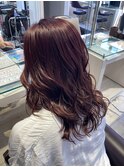 ブリーチなしダブルカラーでカシスブラウンカラー
