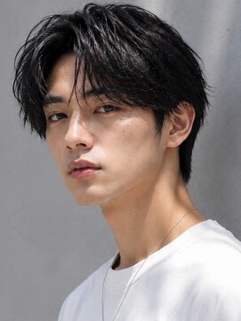 リットバイフィフス 甲南店(Lit. by fifth) センターパート 黒髪 メンズショート ビジネスヘア 20代