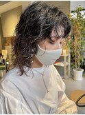 ウルフパーマ 伸ばしかけヘア 前髪パーマ グラデカラー 担当井上