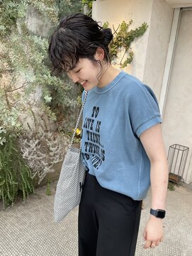 リフデザインラボビオ(riff design labo bio) ウルフパーマ　お団子アレンジ