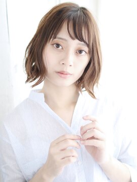 ナル 宇都宮(nalu) 透け感バングのニュアンス外はねカール