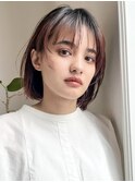 ◎丸顔の方必見！大人かわいいぱつっと小顔シースルー前髪ボブ