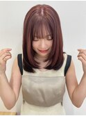ワイドバングイメチェン美髪小顔レイヤー　カシスピンク2