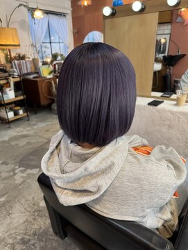 チャプター 問屋町(chapter) ケアブリーチダブルカラーブルーラベンダーカラー切りっぱなし