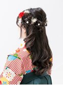 花飾りハーフアップ