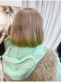 ブリーチカラーでホワイトベージュとネオンライムイエロー◎