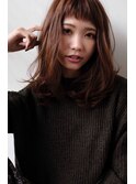 アシメカールミディ×オン眉ショートバング×ハイトーンブラウン