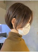 ショートカットショートボブハンサムショートグレージュカラー