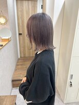 アンビシャス 久米川(ambitious) ダブルカラーラベンダーグレージュ切りっぱなしボブ