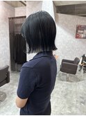 ブルーブラック/切りっぱなしボブ/ぷつっとボブ/小顔ボブ