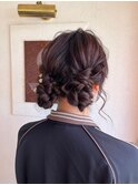 おさげお団子ヘアアレンジ＊大人可愛い＊結婚式二次会お呼ばれ