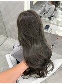ダークブルー　ミルクティーブロンド　ワンホンレイヤー