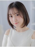 内巻きボブ/シースルーバング/透明感カラー/オリーブアッシュg