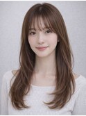 レイヤーカット 韓国ヘア ベージュカラー 顔周りレイヤー 20代