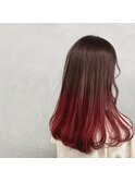 #ロング×グラデーションレッド