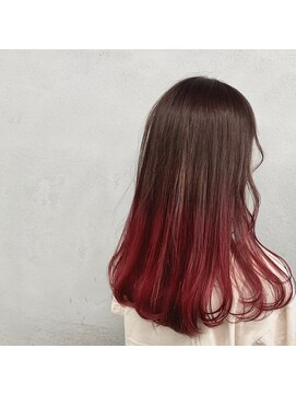 タグ(#tag) #ロング×グラデーションレッド