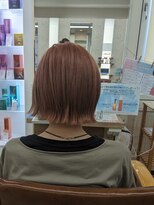 エイムヘアメイク 舟入店 ミニボブ+ピンクオレンジミックスカラー
