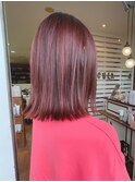 【ルチュラ折戸】艶ワインレッドカラー×切りっぱなしbob
