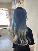 ブルーグラデーション デザインカラー　エフェクトブリーチ