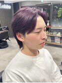 センターパート×ブリーチカラー