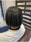 【クラウン】20代30代40代 ストレートボブ×グレーアンブレラ