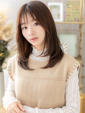 カバーヘアアンドスパ ブリス 浦和(COVER HAIR&SPA bliss) 透け感カーキベージュ小顔ミディアムレイヤーh3浦和20代30代40代