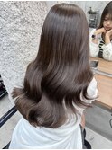 チョコレートブラウン　ブリーチ無し　水素カラー