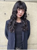 暗髪ラベンダーグレージュ×ナチュラルセミロング◎透明感ヘア