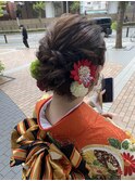 結婚式お呼ばれ/ヘアセット/シニヨン/着付け/振袖
