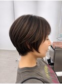 元町ショートカット白髪ぼかし白髪染めハイライト髪質改善ボブ